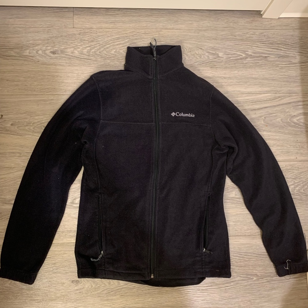 Columbia Jacket Mens Size S Black Sherpa Lined Full Zip Pockets Warm Nice
